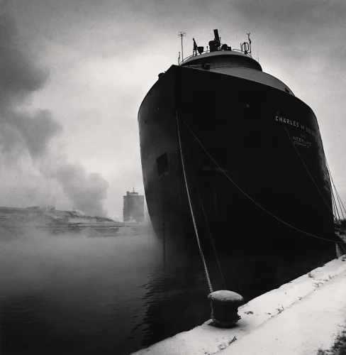 Foggy Harbor Ship Dramatic Atmospheric Seascape