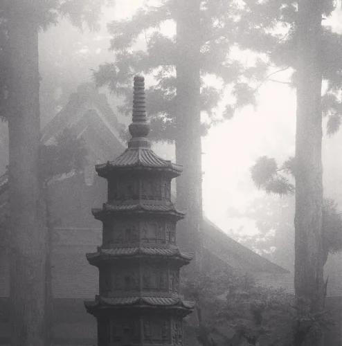 Foggy Monument Dramatic Atmospheric Architecture