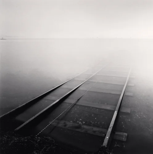 Foggy Railroad Tracks Dramatic Atmospheric Mysterious