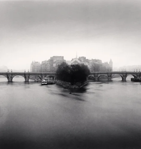 Foggy River Bridge Dramatic Atmospheric Cityscape