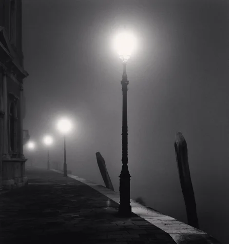 Foggy Street Lampposts Dramatic Atmospheric Mysterious