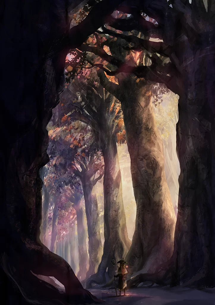 Forest Ancient Trees Mysterious Ethereal Light