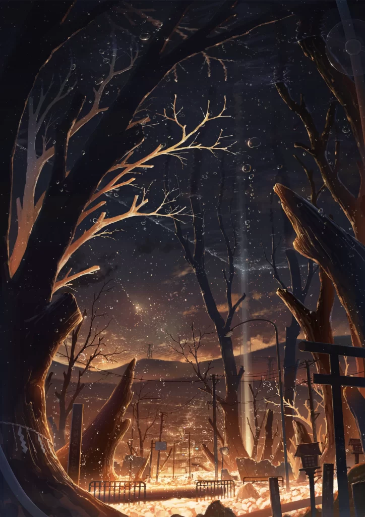 Forest Dark Blue Orange Trees
