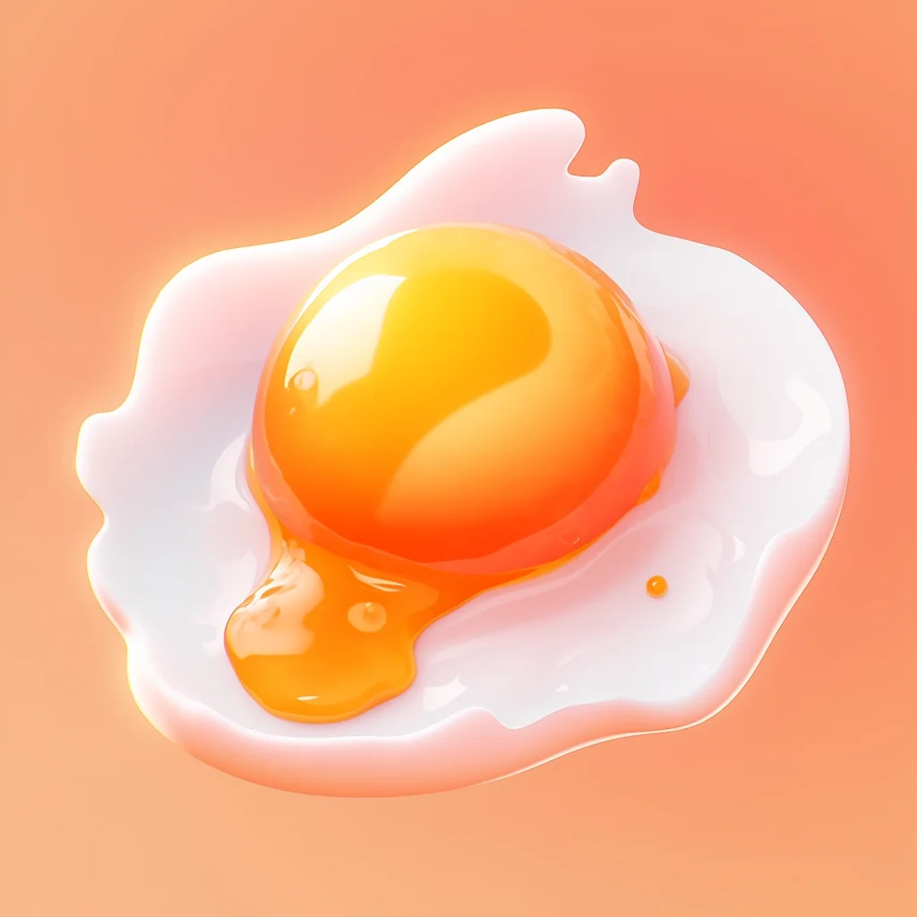 fried egg 3D icon game cartoon cute lovely