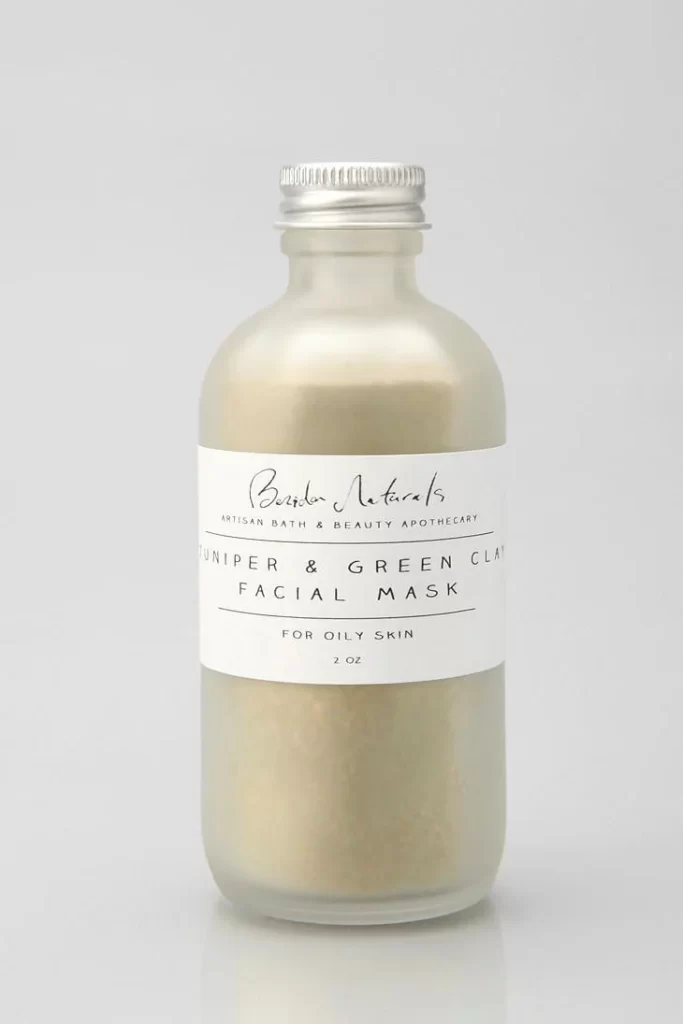 Frosted Glass Bottle Green Powder Facial Mask Artisan Apothecary