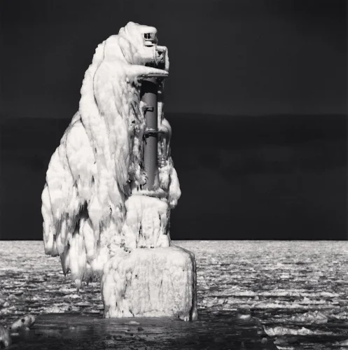 Frozen Lighthouse Monochrome Textured High Contrast Mysterious