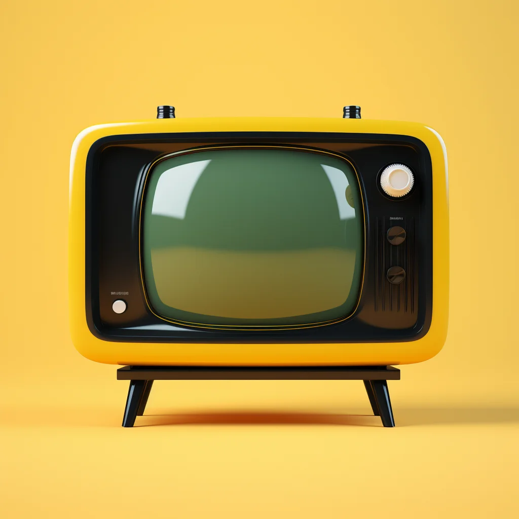 functional photography tv design industrial product black rendering retro television 3D yellow
