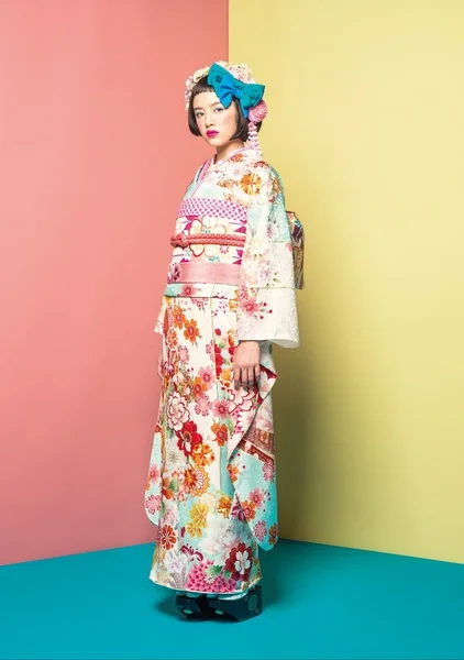 Furisode Floral Pink Red White Ceremonial Festive