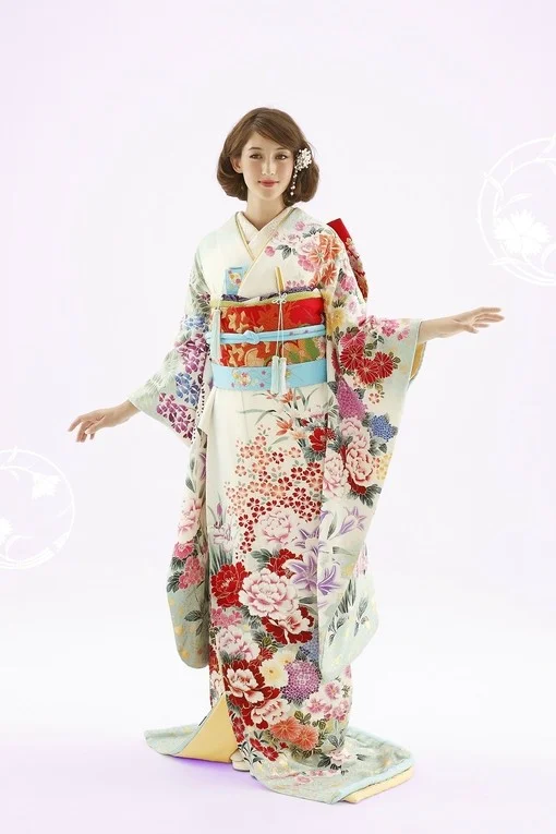 Furisode Kimono Floral Cherry Blossom Elegant Ceremonial