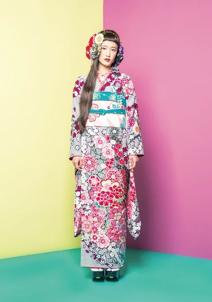 Furisode Kimono Floral Cherry Blossom Elegant Ceremonial