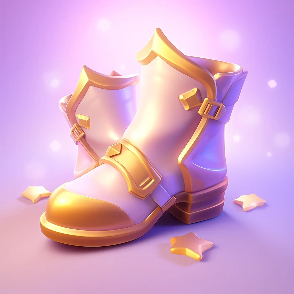 game icon lovely 3D boots golden cute cartoon
