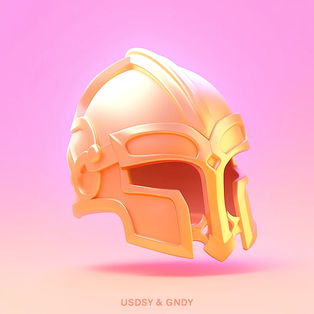 game icon lovely 3D helmet golden cute cartoon