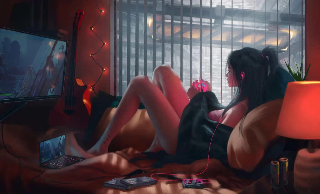 Gamer Pink Black Red Neon