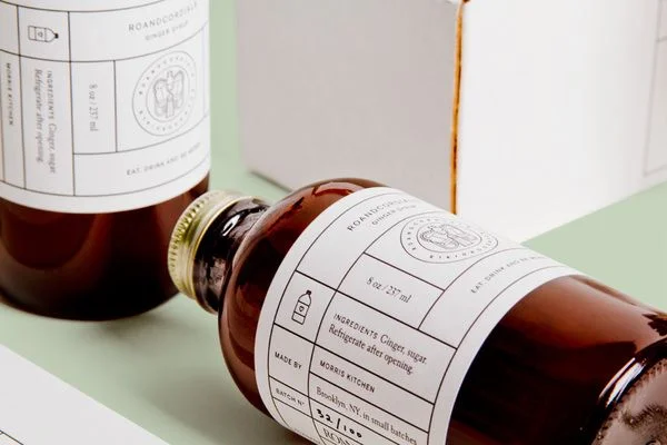 Ginger Syrup Bottle Amber Glass Minimalist Drink