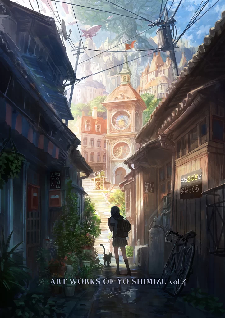 Girl Alleyway Sunlight Buildings Clock Tower