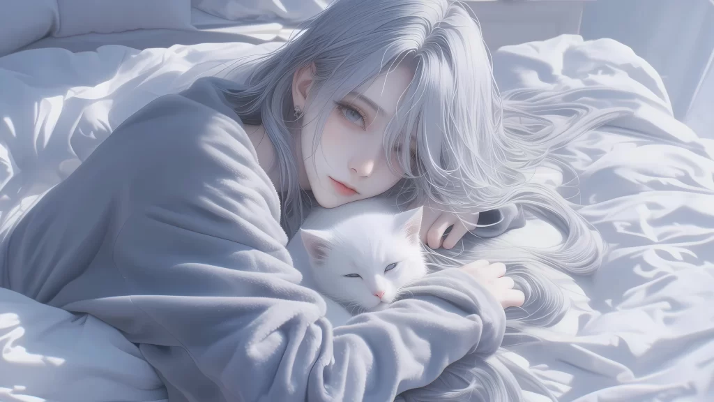 Girl Cat Soft Pastel Dreamlike