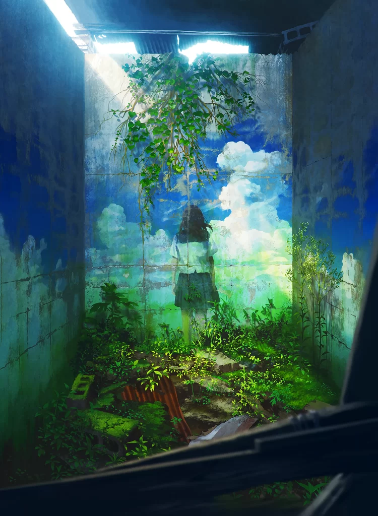 Girl Nature Blue Green Fantasy Surreal