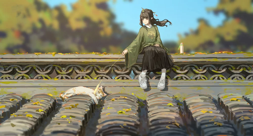 Girl Traditional Clothing Autumn Yellow Green