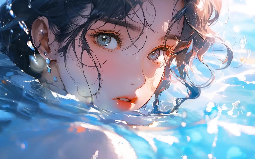 Girl Water Blue Light Dreamlike