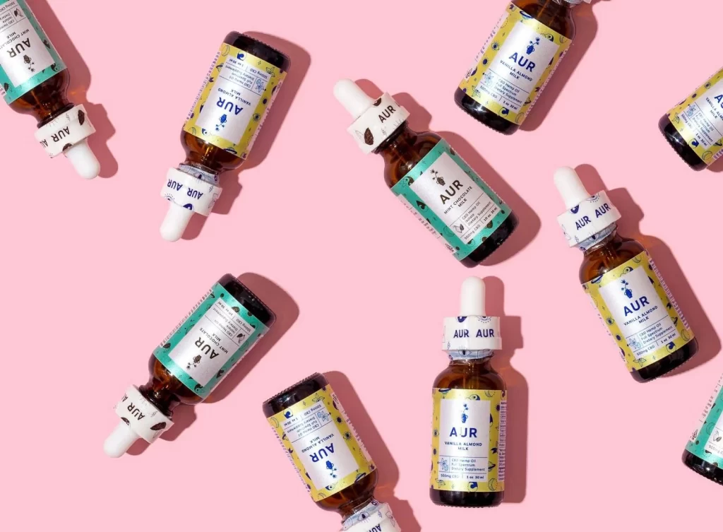 Glass Bottle Amber Color Floral Design Skincare Serum