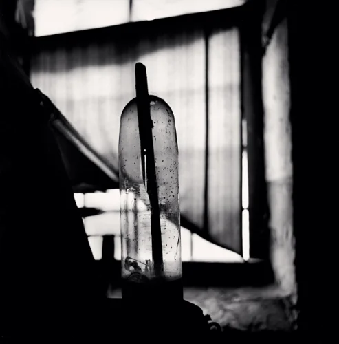 Glass Bottle Industrial High Contrast Textured Mysterious
