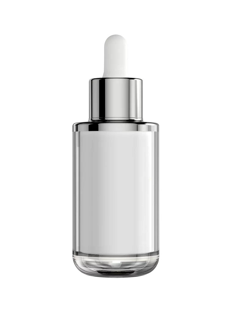 Glass Bottle Silver Cap White Dropper