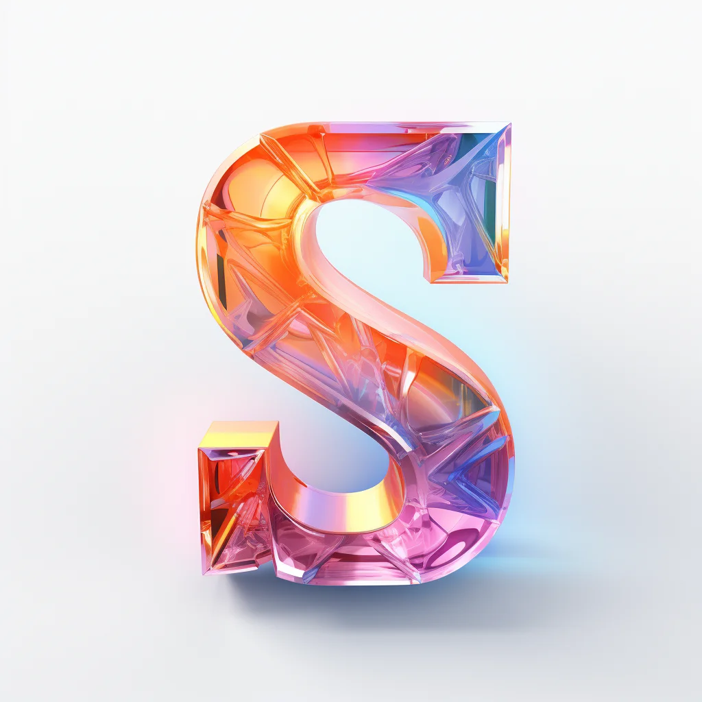 glass gradient letter colorful icon 3D material S