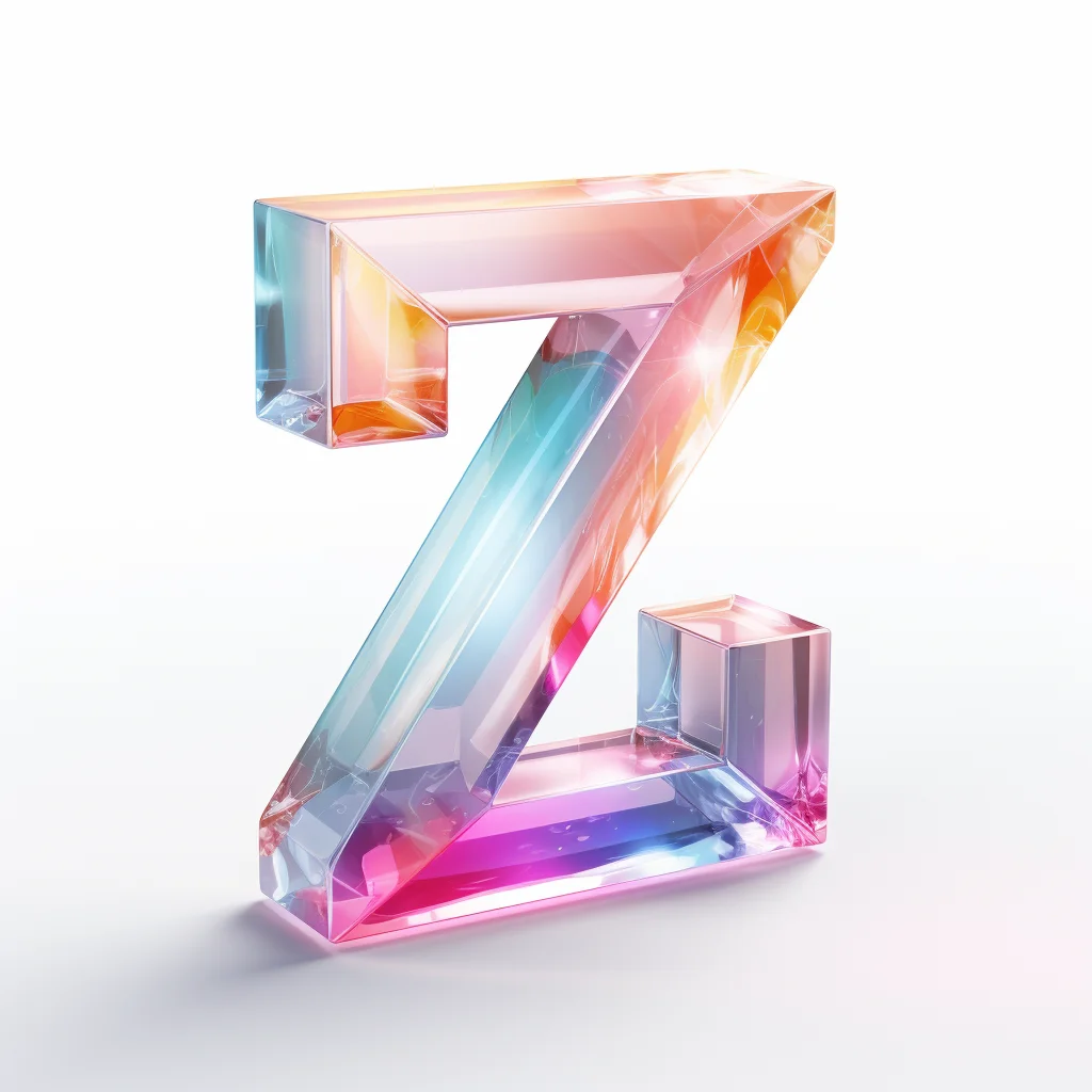 glass gradient letter colorful icon 3D material Z
