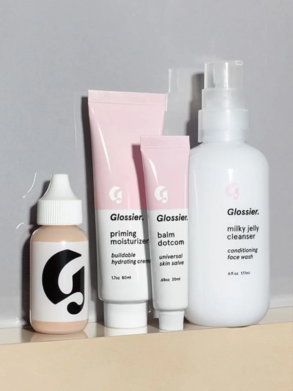 Glossier Skincare Tube White Pink Pump Bottle