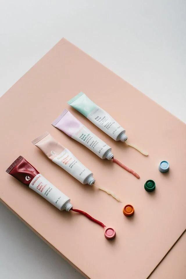 Glossy Skincare Tube White Colorful Caps