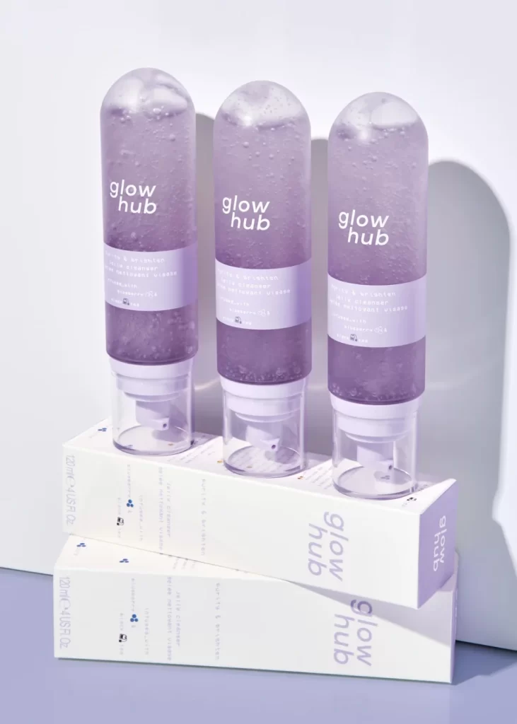 Glow Hub Jelly Cleanser Tube Purple Transparent Skincare