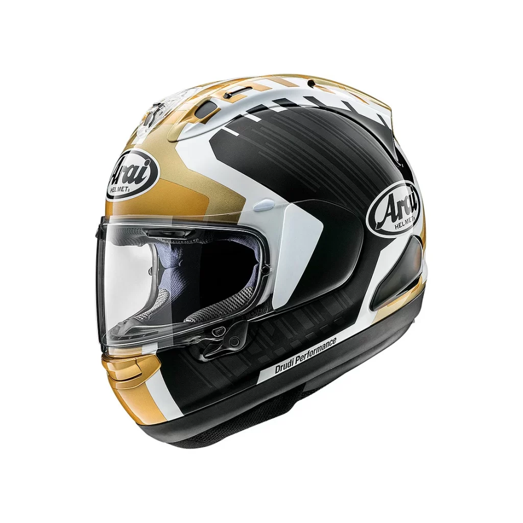 Gold Black White Stripes Arai Helmet Motorcycle