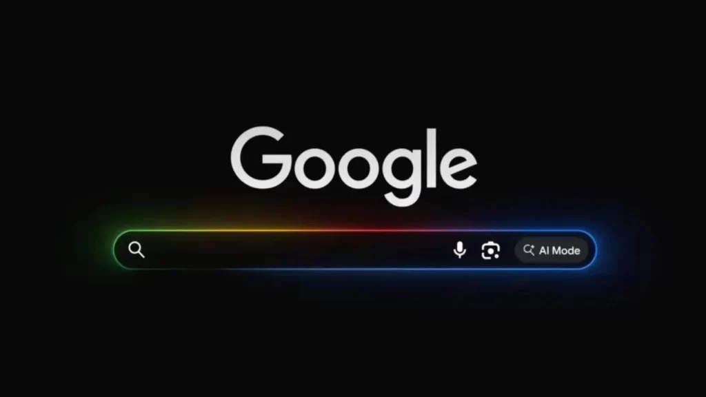 Google Search Bar Neon Lights AI