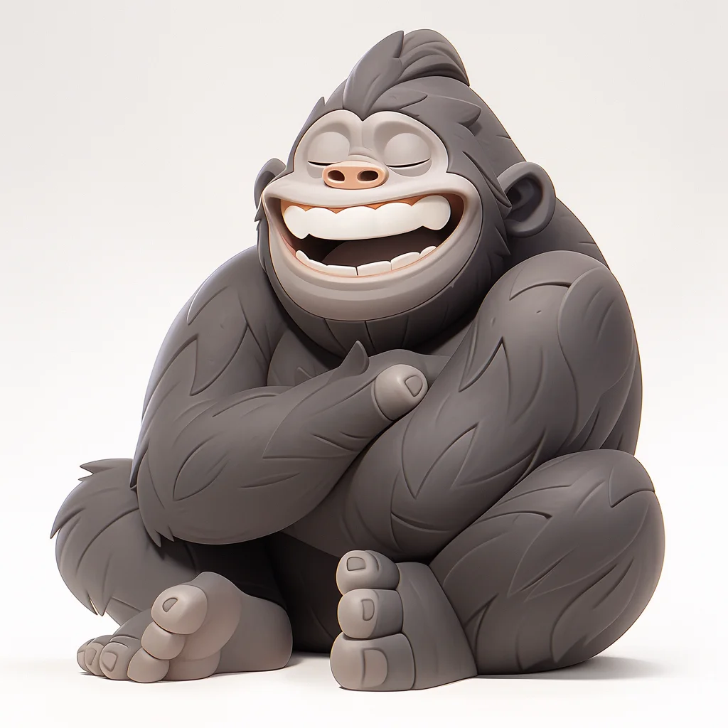 gorilla popmart blindbox 3D cute cartoon smile C4D toy