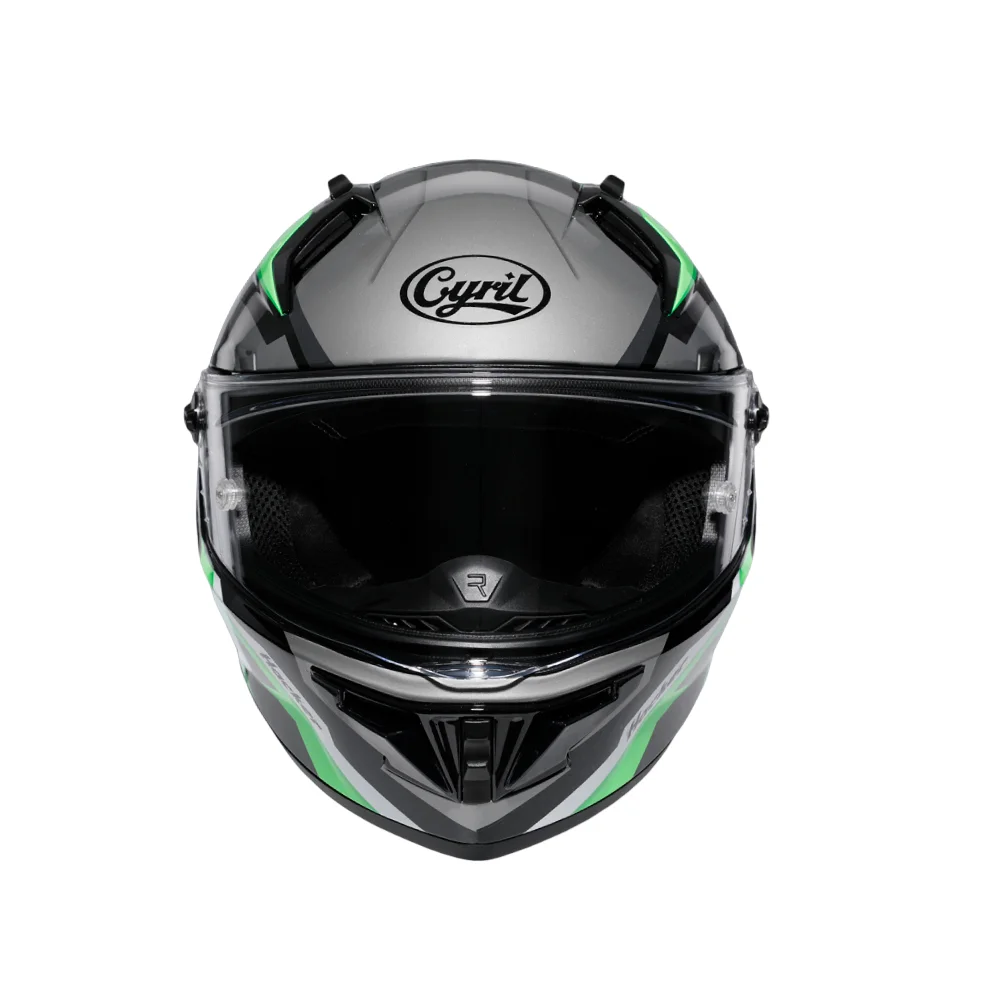 Gray Green Black Racing Cyril Helmet Motorcycle