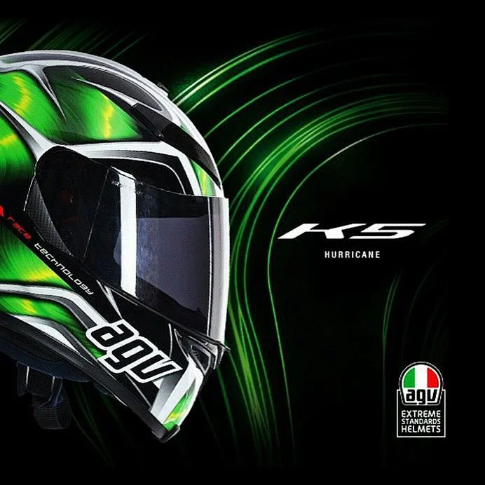 Green Black Carbon Fiber AGV Helmet Motorcycle