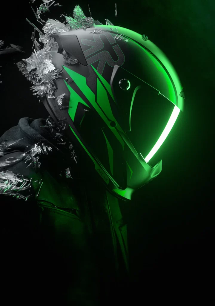 Green Black Helmet Motorcycle