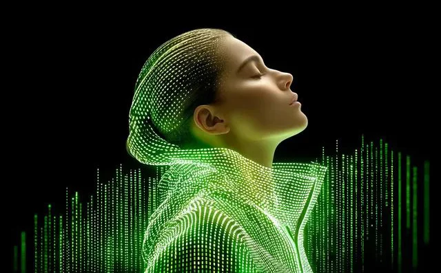 Green Led Lights Pattern Futuristic Style