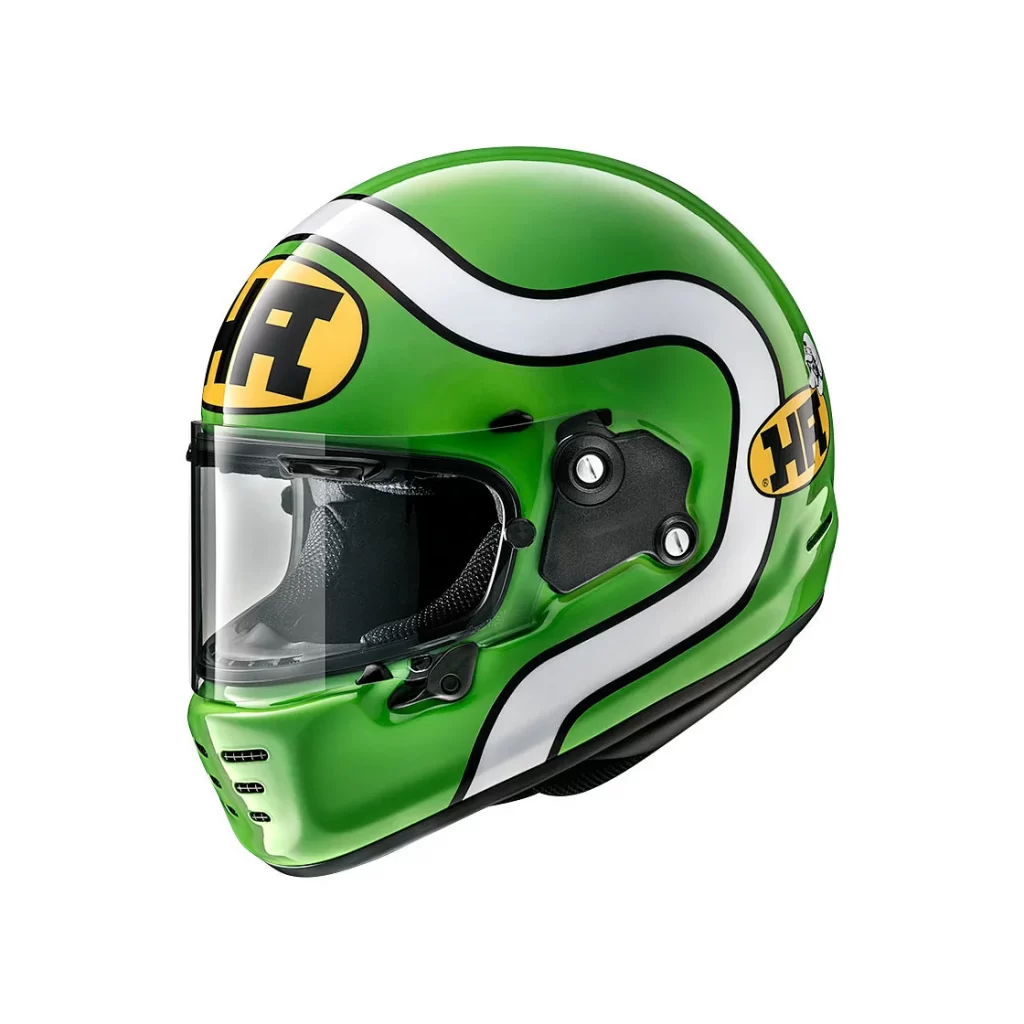 Green White Racing Stripe HJC Helmet Motorcycle