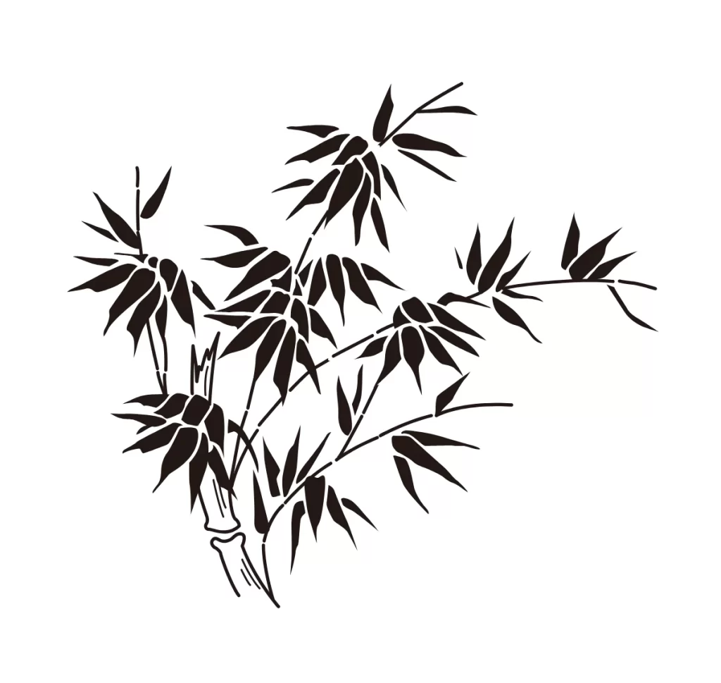 Bamboo Leaves Brush Botanical Line Art Illustration