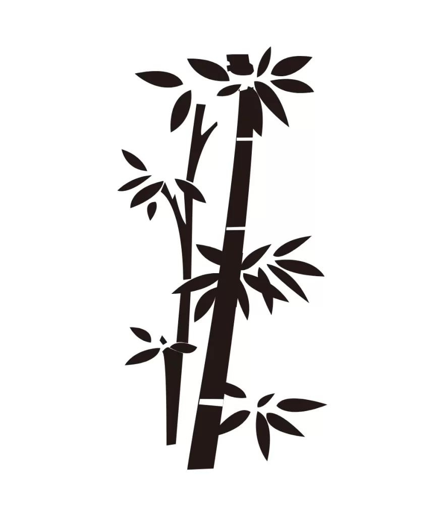 Bamboo Stalk Botanical Line Art Ink Illustration