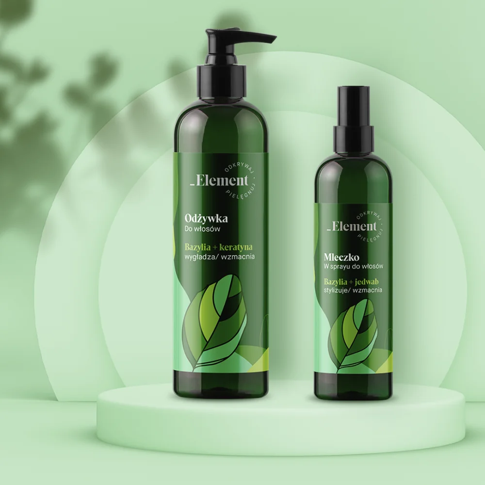 Haircare Bottle Green Pump Leaf Design