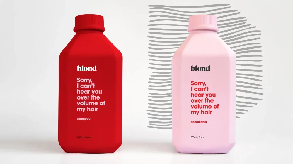 Haircare Bottle Red Shampoo Pink Conditioner
