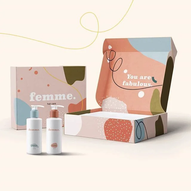 Haircare Box Pastel Abstract Design Pump Bottle
