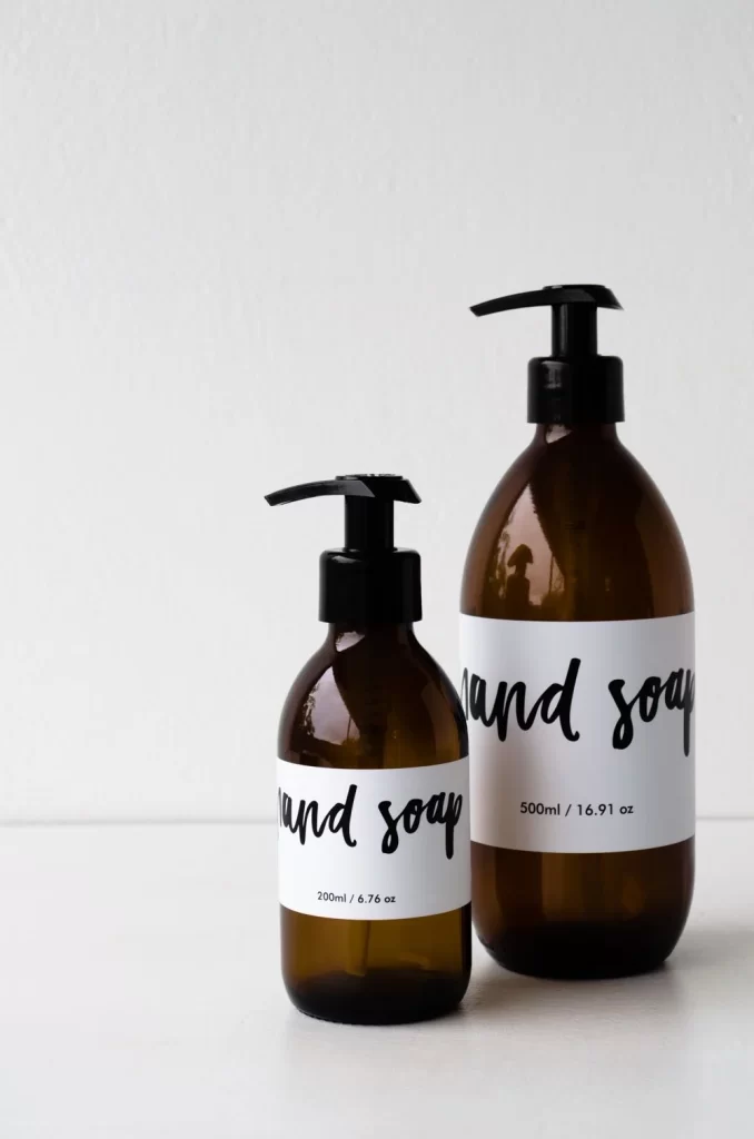 Hand Soap Bottle Amber Glass Pump Dispenser