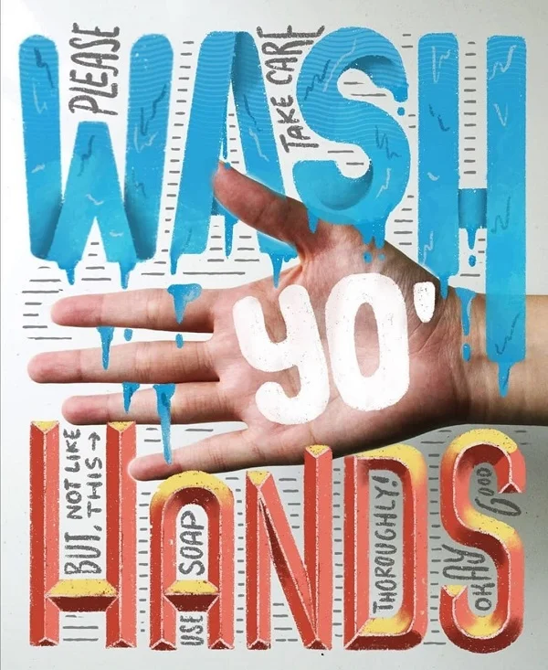 Hand Wash Blue Red Poster