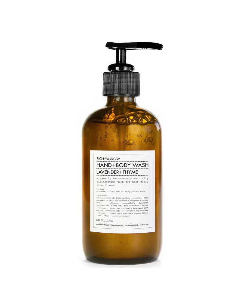 Hand+Body Wash Lavender+Thyme Amber Bottle Label
