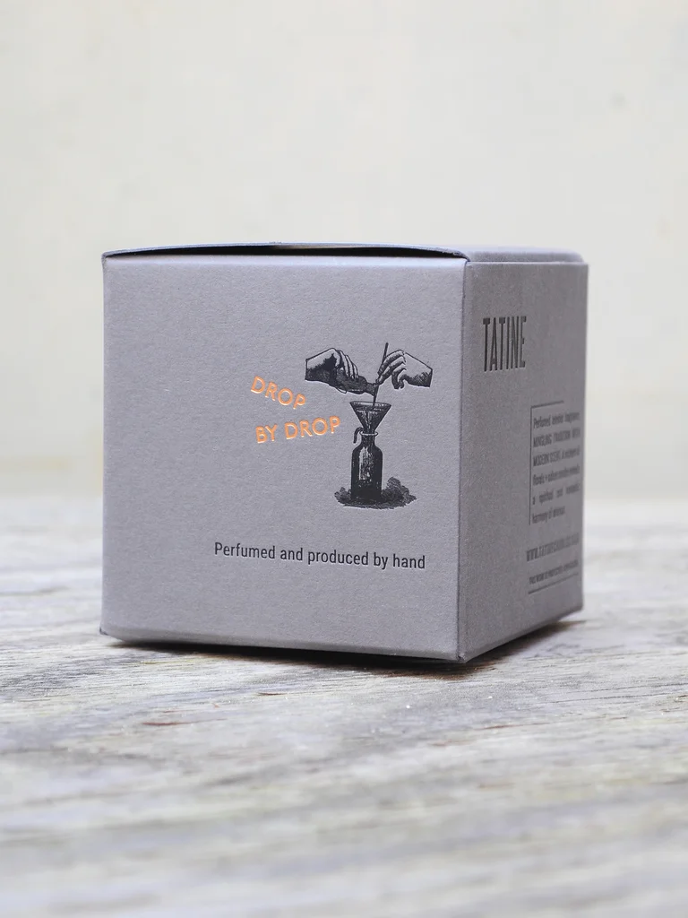 Handcrafted Perfume Box Grey Vintage Illustration