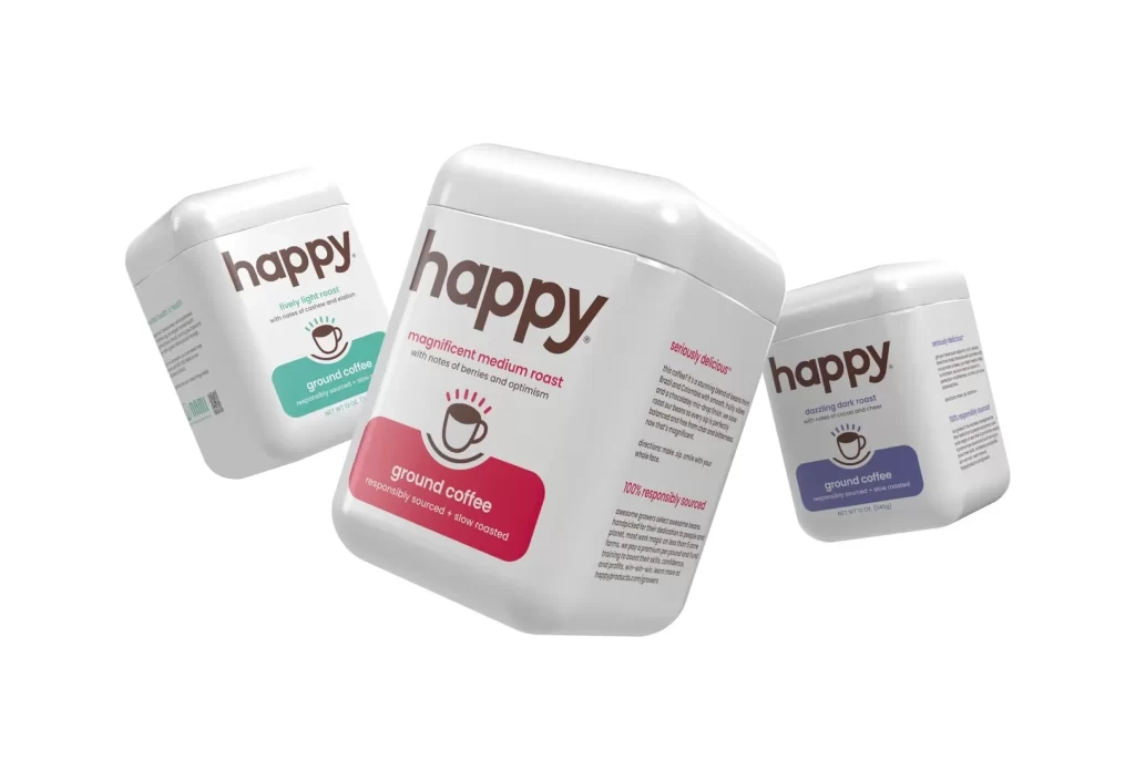 Happy Ground Coffee White Red Blue
