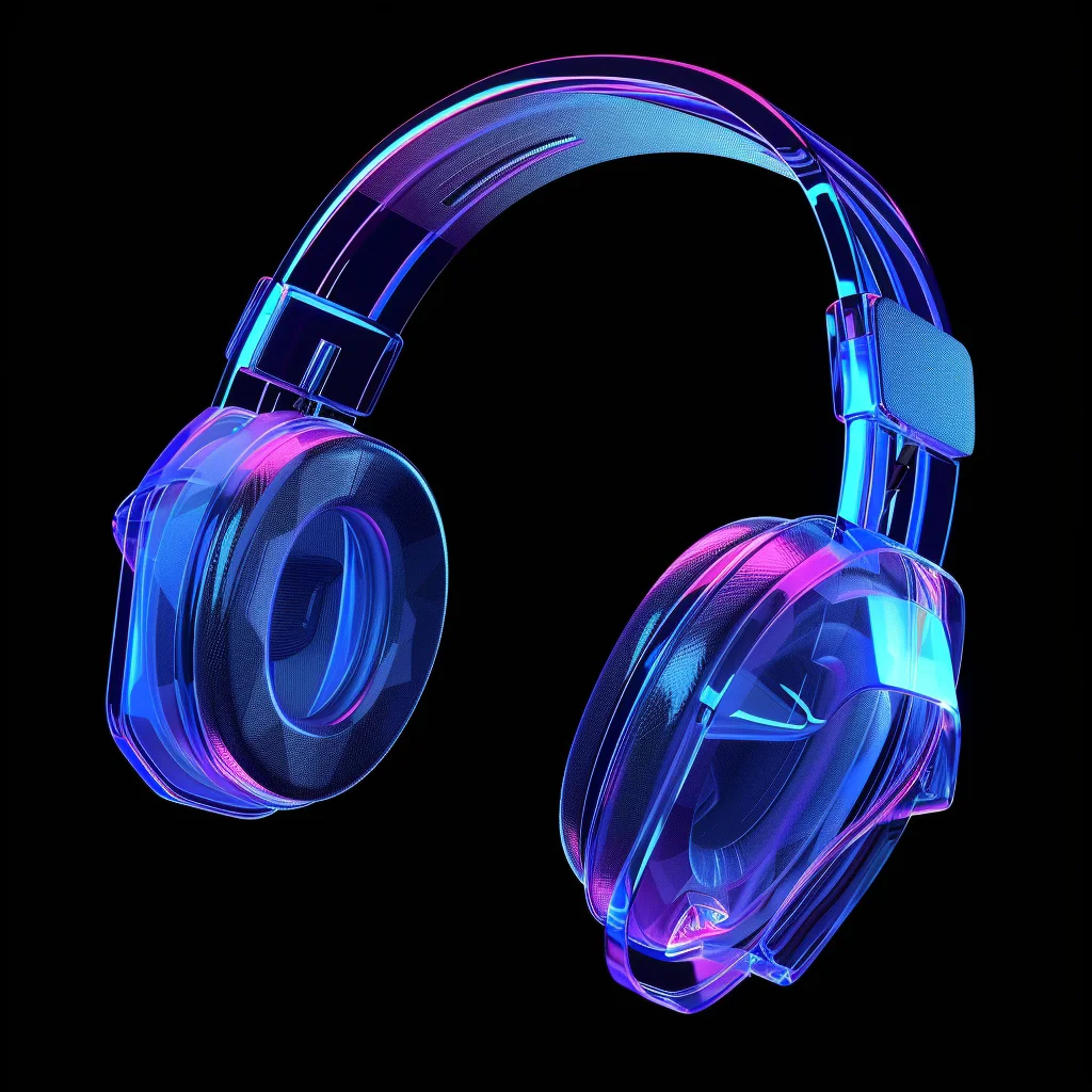 headset 3D blue transparent structure